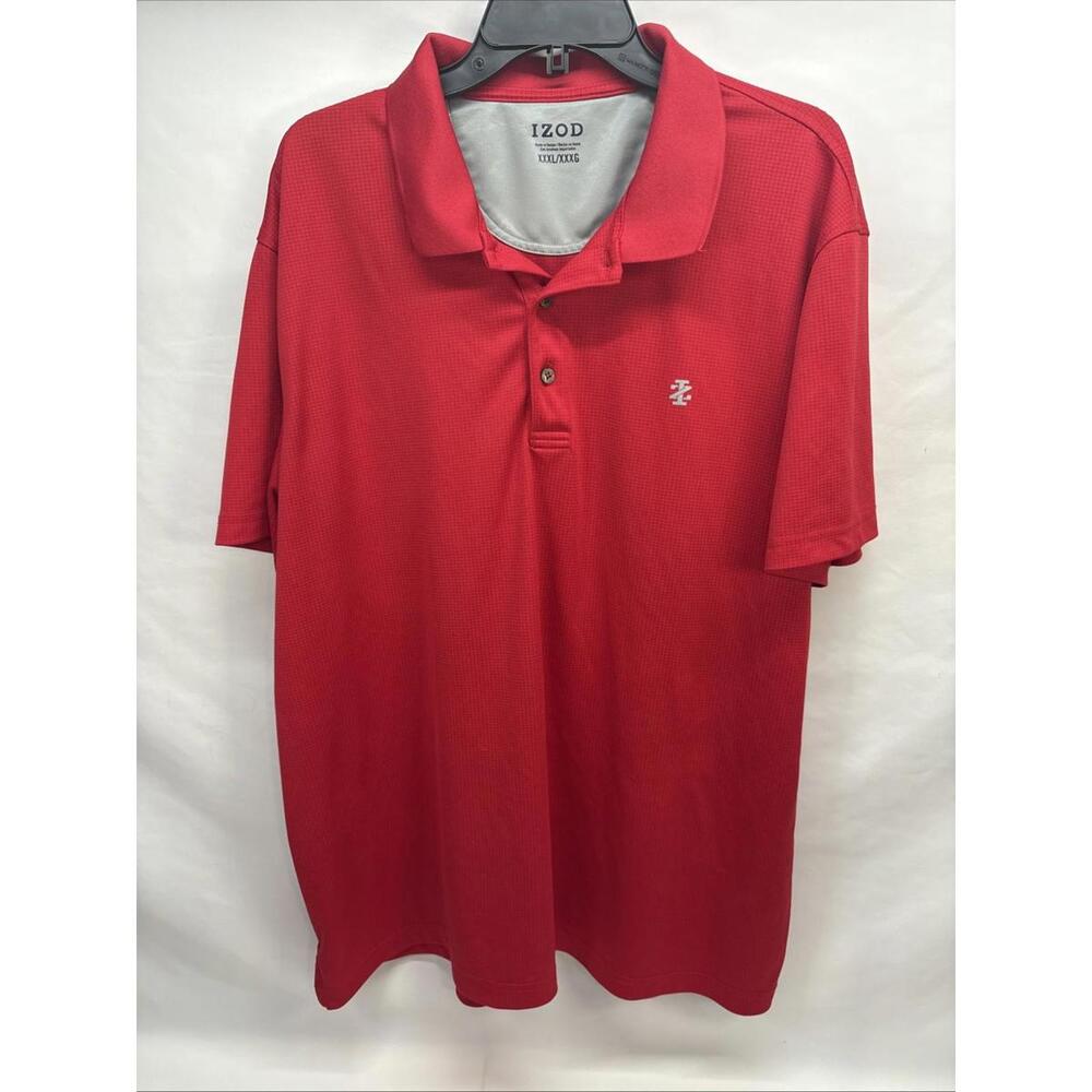 Izod Polo Shirt Men 3XL Red Short Sleeve Golf Performance Relax Wicking Logo
